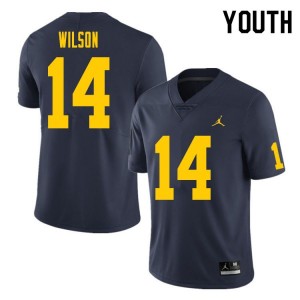 Michigan Wolverines #14 Roman Wilson Youth Navy College Football Jersey 669754-169