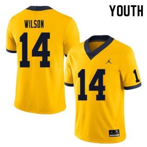 Michigan Wolverines #14 Roman Wilson Youth Yellow College Football Jersey 531242-258