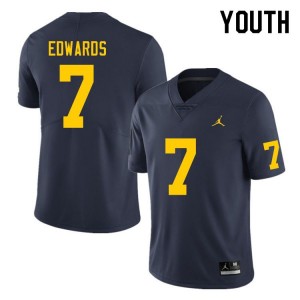 Michigan Wolverines #7 Donovan Edwards Youth Navy College Football Jersey 712015-604