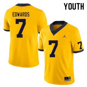 Michigan Wolverines #7 Donovan Edwards Youth Yellow College Football Jersey 840879-853